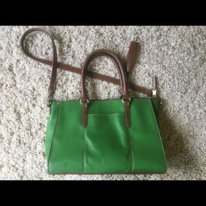 Tignanello green leather satchel handbag